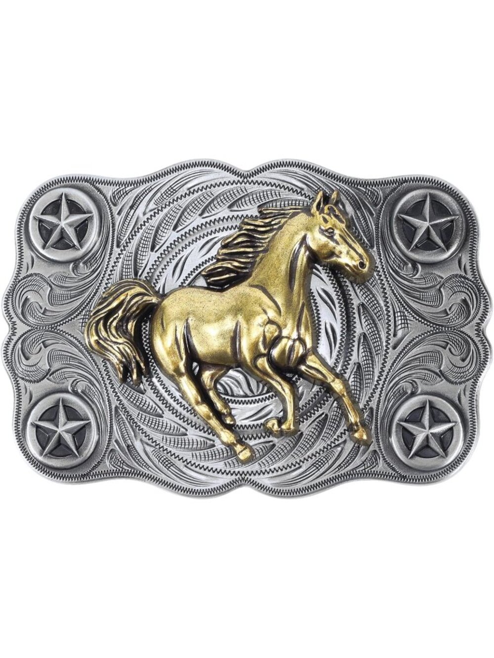 Men Bronze Horse Bull Cowboy Buckle Vintage Texas Rodeo Belt